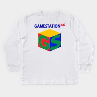 GameStation 46 Parody Video Game System 90's 2000's Knock Off Brand Logo Parody Kids Long Sleeve T-Shirt